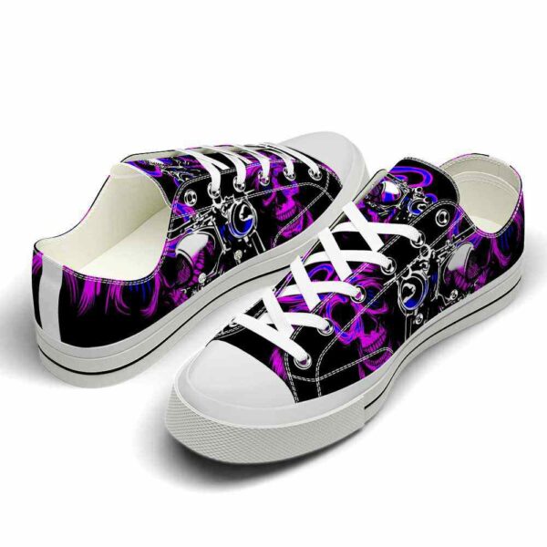 LTS-U-Hobb-MP-Skl-220124VY10 @ Skull Motor Purpl-Skull Purple Motorcycle Low Top Shoes