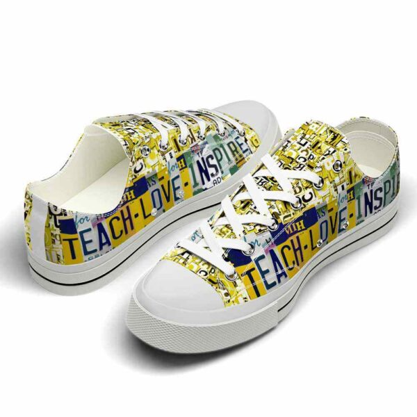 LTS-U-Job-TPY-Tcer-220124NA10 @ Teacher TLI Plate Yelo-Teacher Teach Love Inspire Yellow License Plate Low Top Shoes