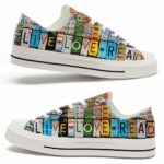 LTS-U-Job-LLR-T11-220124NA10 @ Librarian Live Love Rea-Librarian Live Love Read License Plate Low Top Shoes