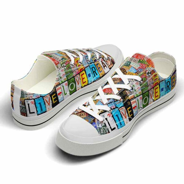 LTS-U-Job-LLR-T11-220124NA10 @ Librarian Live Love Rea-Librarian Live Love Read License Plate Low Top Shoes