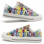 LTS-U-Job-LP-Mtcer-220124NA11 @ Music Teacher License Plate-Music Teacher Music Note License Plate Low Top Shoes