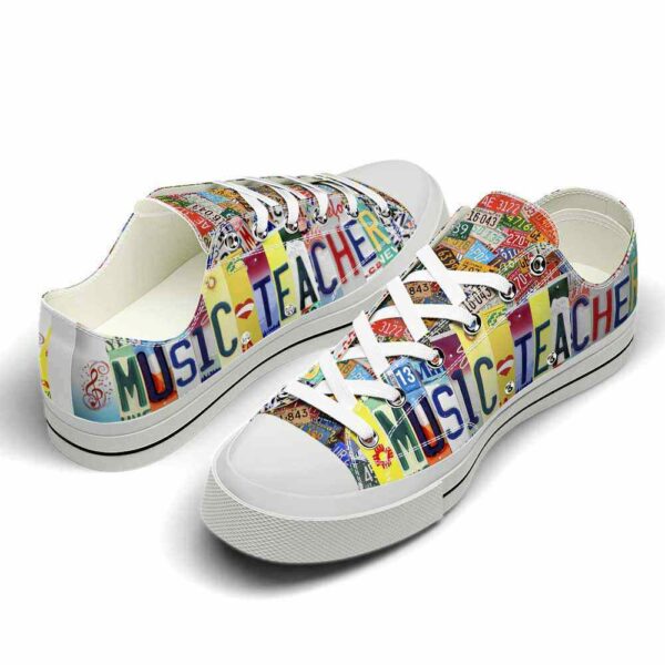 LTS-U-Job-LP-Mtcer-220124NA11 @ Music Teacher License Plate-Music Teacher Music Note License Plate Low Top Shoes