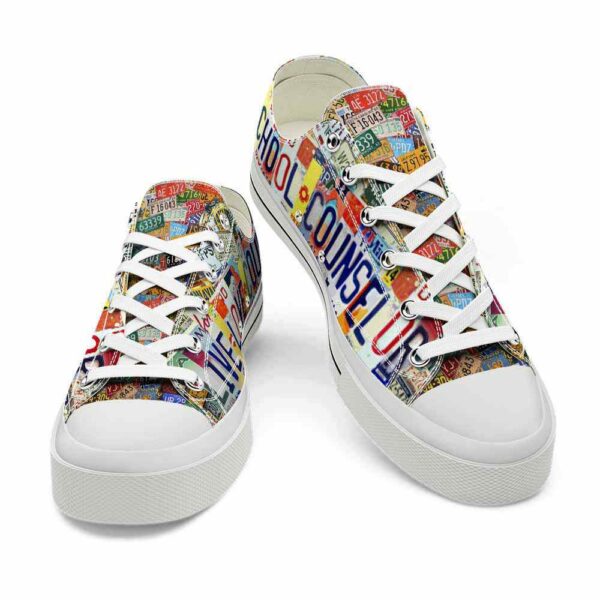 LTS-U-Job-LLLP-Csl-220124NA10 @ School Counselor Live Love License Plate-School Counselor Live Love Counsel License Plate Low Top Shoes