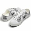 LTS-U-Dog-FB-Pug-220124VY10 @ Pug Flower B-Pug Black White Flowers Low Top Shoes