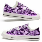LTS-U-Hobb-PP-Skl-220124VY10 @ Skull Purple Patter-Skull Ghost Purple Pattern Low Top Shoes