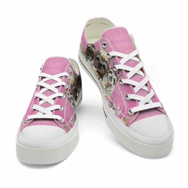 LTS-U-Ani-PF-Slth-220124NA10 @ Sloth Pink Flowe-Sloth Flowers Pink Low Top Shoes