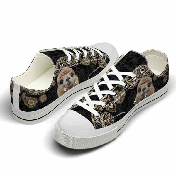 LTS-U-Ani-PM-Lama-220124VY10 @ Llama Paisley Mandal-Llama Gold Paisley Low Top Shoes