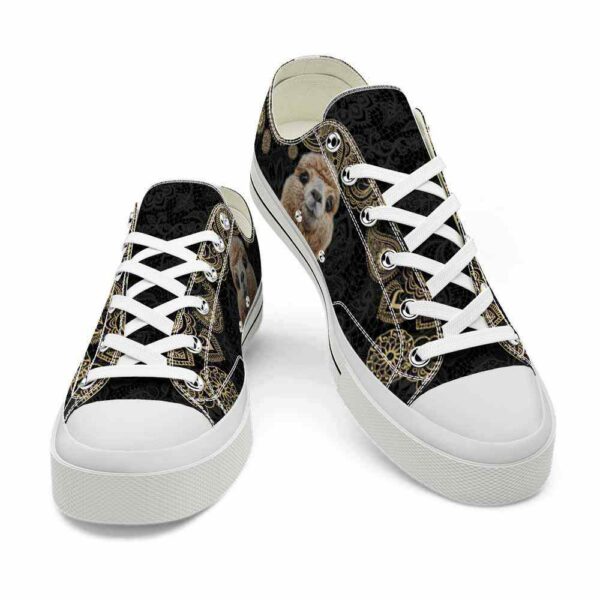 LTS-U-Ani-PM-Lama-220124VY10 @ Llama Paisley Mandal-Llama Gold Paisley Low Top Shoes