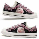 LTS-U-Ani-PM-Pig-220124VY10 @ Pig Pink Mandal-Pig Pink Mandala Low Top Shoes
