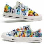 LTS-U-Hobb-LBTM-Hppi-220124NA10 @ Hippie Love By The Moo-Hippie Live By The Sun Love By The Moon License Plate Low Top Shoes