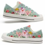 LTS-U-Ani-WF-Pig-220124VY10 @ Pig Watercolor Flower-Pig Watercolor Flowers Low Top Shoes