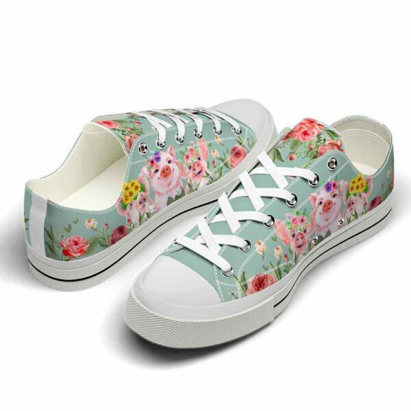LTS-U-Ani-WF-Pig-220124VY10 @ Pig Watercolor Flower-Pig Watercolor Flowers Low Top Shoes