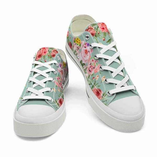 LTS-U-Ani-WF-Pig-220124VY10 @ Pig Watercolor Flower-Pig Watercolor Flowers Low Top Shoes