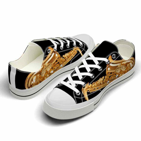 LTS-U-Hobb-VI-Sax-220124VY10 @ Saxophone Vintage Instrumen-Saxophone Golden Black Vintage Low Top Shoes