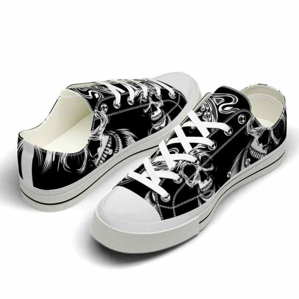 LTS-U-Hobb-WC-Skl-220124VY10 @ Skull White Captai-Skull White Captain Pirate Low Top Shoes