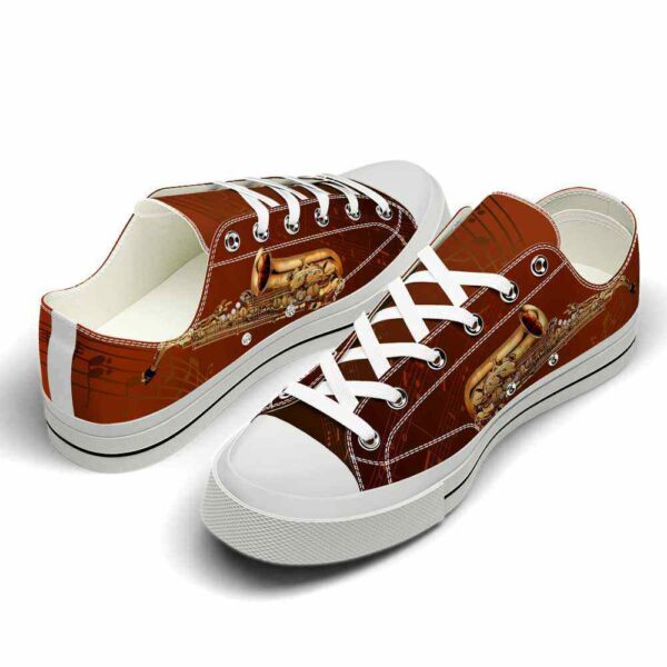 LTS-U-Hobb-MN-Sax-220124VY10 @ Saxophone Music Not-Saxophone Brown Music Notes Low Top Shoes