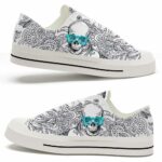 LTS-U-Hobb-MG-Skl-220124NA10 @ Skull Mandala Glas-Skull Cool Glasses Mandala Low Top Shoes