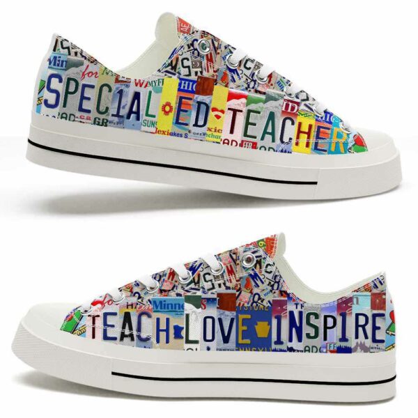 LTS-U-Job-CP-Sped-220124NA10 @ Sped Colorful Plate-Sped Teacher Teach Love Inspire Plate Low Top Shoes