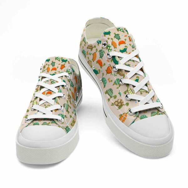 LTS-U-Ani-WP-Ttle-220124NA10 @ Turtle Watercolor Patter-Turtle Pattern Watercolor Low Top Shoes
