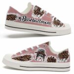 LTS-U-Hobb-LMLP-Bball-220321NA10 @ Baseball Leopard Mom Light Pin-Baseball Mom Pink Leopard Pattern Low Top Shoes