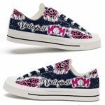 LTS-U-Hobb-LMP-Vlbl-220321NA10 @ Volleyball Leopard Mom Pin-Volleyball Mom Dark Blue Pink Leopard Pattern Low Top Shoes