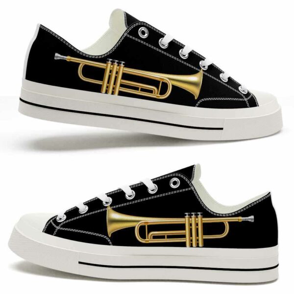 LTS-U-Hobb-ID-Tpet-220124VY10 @ Trumpet Instrument Dar-Trumpet Instrument Black Background Low Top Shoes