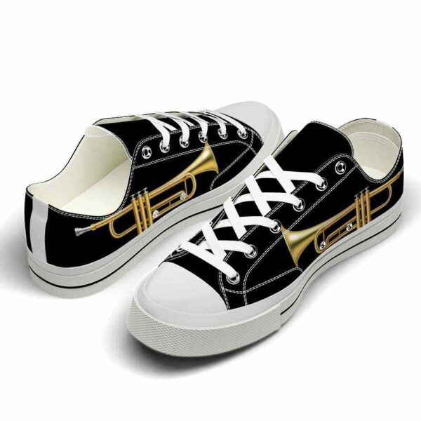 LTS-U-Hobb-ID-Tpet-220124VY10 @ Trumpet Instrument Dar-Trumpet Instrument Black Background Low Top Shoes