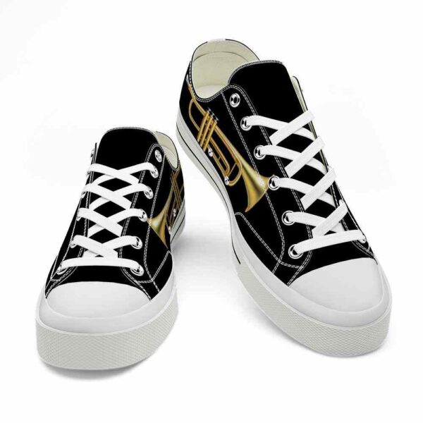 LTS-U-Hobb-ID-Tpet-220124VY10 @ Trumpet Instrument Dar-Trumpet Instrument Black Background Low Top Shoes