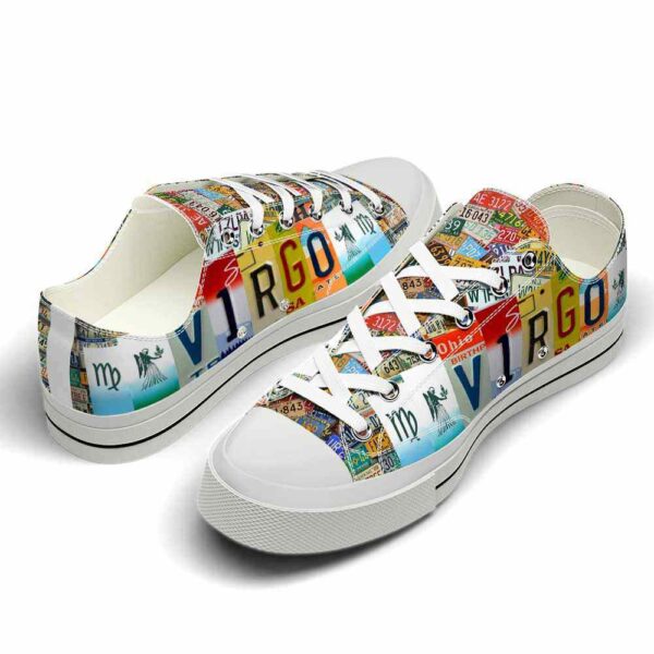 LTS-U-Age-LP-Vrg-220124NA10 @ Virgo License Plat-Virgo Zodiac Birthday License Plate Low Top Shoes