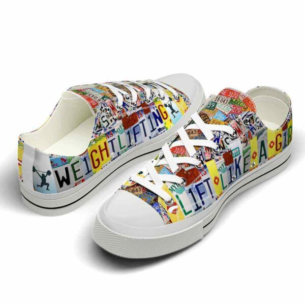 LTS-U-Hobb-LAGL-Wlif-220124NA10 @ Weightlifting Like A Girl License Plat-Weightlifting Lift Like A Girl License Plate Low Top Shoes