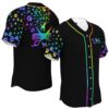 JS-U-Job-WL-Dgrm-220322VY10 @ Dog Groomer Watercolor Logo-Dog Groomer Rainbow Paw Pattern Baseball Jersey