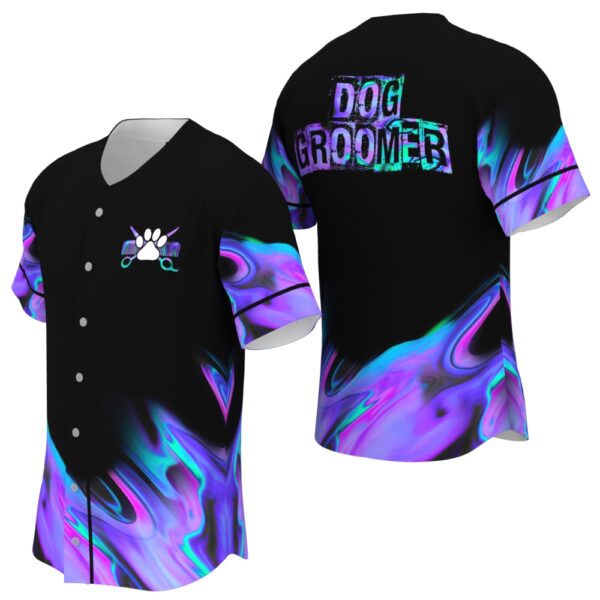 JS-U-Job-PL-Dgrm-220322VY10 @ Dog Groomer PurJSe Liquid-Dog Groomer Blue Purple Baseball Jersey
