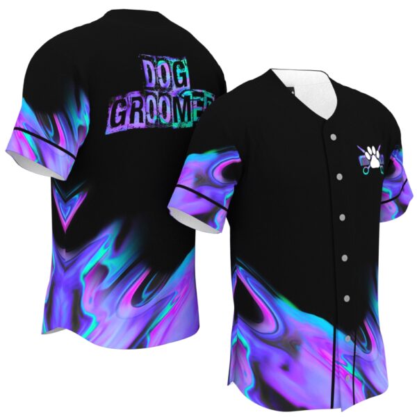JS-U-Job-PL-Dgrm-220322VY10 @ Dog Groomer PurJSe Liquid-Dog Groomer Blue Purple Baseball Jersey