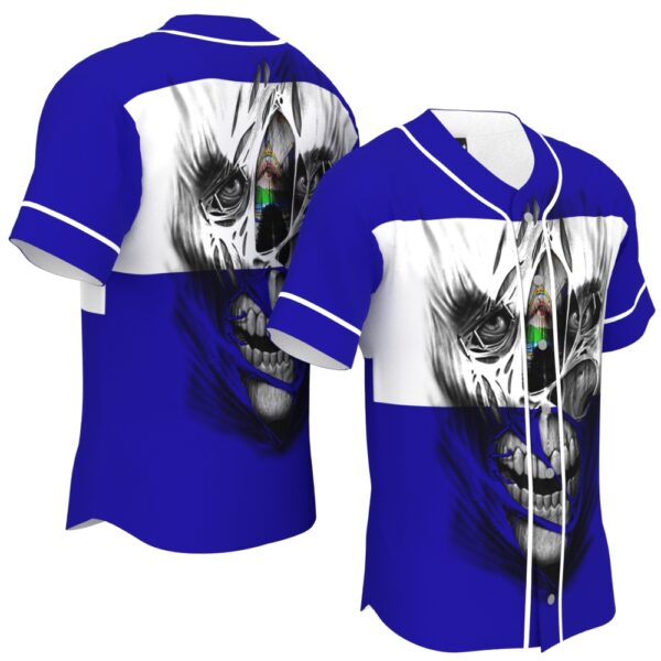 JS-U-Ctry-WABS-Elsa-220322NA10 @ El Salvador White And Blue Skull-El Salvador Skull White Blue Baseball Jersey