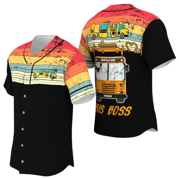 JS-U-Job-BB-Sbdr-220322VY10 @ Bus Driver Bus Boss-School Bus Driver Retro Heartbeat Bus Boss Baseball Jersey