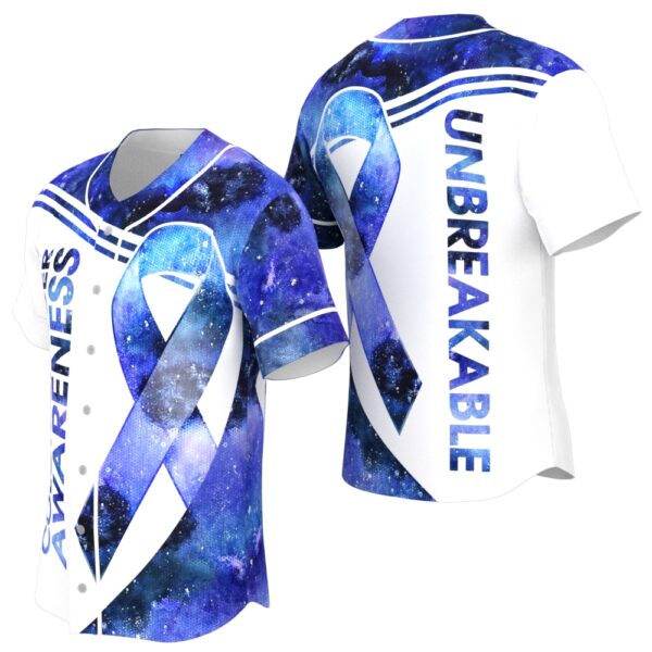 JS-U-Awa-BGW-ColCan-220322VY10 @ Colon Cancer Blue Galaxy Watercolor-Colon Cancer Unbreakable Baseball Jersey