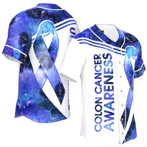 JS-U-Awa-BGW-ColCan-220322VY10 @ Colon Cancer Blue Galaxy Watercolor-Colon Cancer Unbreakable Baseball Jersey