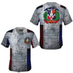 JS-U-Ctry-BARF-Dmnc-220322NA10 @ Dominican Blue And Red Flag-Dominican Republic Blue And Red Baseball Jersey