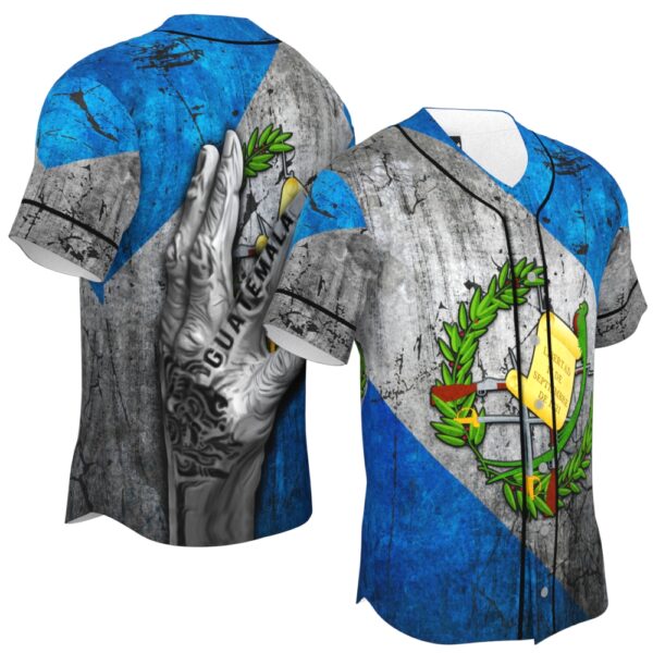JS-U-Ctry-BH-Gtml-220322NA10 @ Guatemala Blue Hand-Guatemala Blue Hand Baseball Jersey