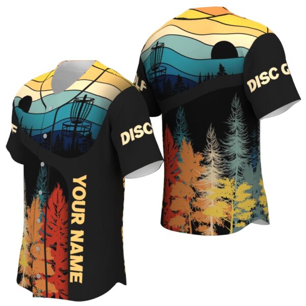 JS-U-Hobb-RDT-Dgof-220322VY10 @ Disc Golf Retro Dawn Throw-Disc Golf Retro Forest Custom Name Baseball Jersey