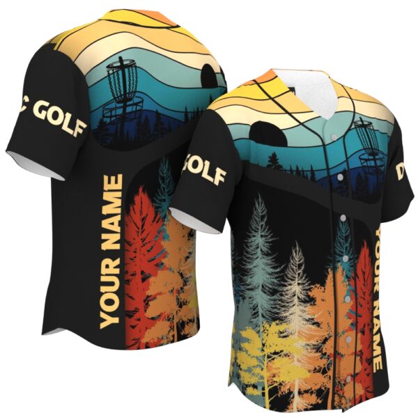 JS-U-Hobb-RDT-Dgof-220322VY10 @ Disc Golf Retro Dawn Throw-Disc Golf Retro Forest Custom Name Baseball Jersey