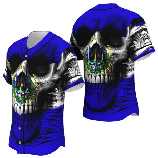 JS-U-Ctry-SF-Elsa-220322NA10 @ El Salvador Skull Flag-El Salvador Skull Flag Baseball Jersey