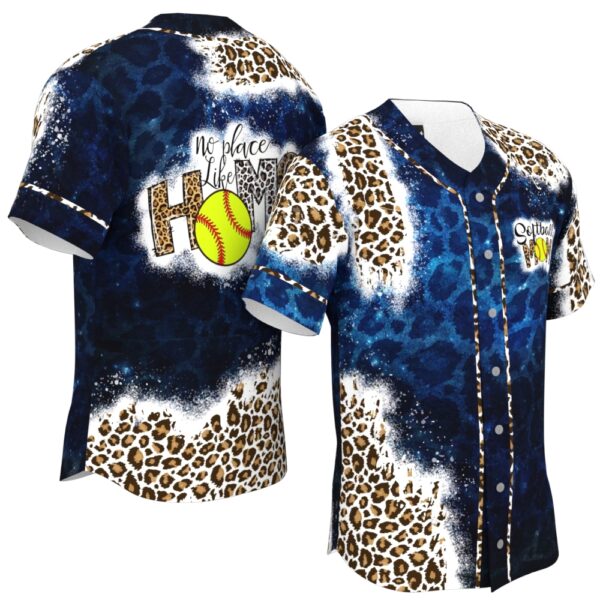 JS-U-Hobb-NPLH-Sbal-220322VY10 @ Softball No Place Like Home-Softball Mom No Place Like Home Blue Leopard Baseball Jersey