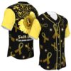 JS-U-Awa-SP-Chca-220322VY10 @ Childhood Cancer Sunflower Petals-Childhood Cancer Sunflower Yellow Ribbon Baseball Jersey