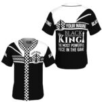 JS-U-Hobb-BKL-Css-220322VY10 @ Chess Black King Line-Chess Black White King Most Powerful Piece Custom Name Baseball Jersey