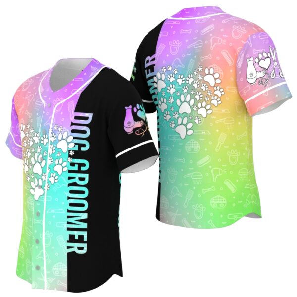 JS-U-Job-CG-Dgrm-220322VY10 @ Dog Groomer Colorful Gradient-Dog Groomer Heart Love Colorful Baseball Jersey