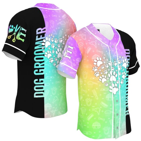 JS-U-Job-CG-Dgrm-220322VY10 @ Dog Groomer Colorful Gradient-Dog Groomer Heart Love Colorful Baseball Jersey