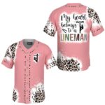 JS-U-Job-LT-Lman-220322VY10 @ Lineman Leopard Text-Lineman Pink Leopard My Heart Baseball Jersey