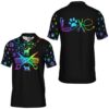 PL-U-Job-WL-Dgrm-220322NA10 @ Dog Groomer Watercolor Logo-Dog Groomer Rainbow Paw Pattern Polo Shirt