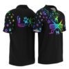 PL-U-Job-WL-Dgrm-220322NA10 @ Dog Groomer Watercolor Logo-Dog Groomer Rainbow Paw Pattern Polo Shirt